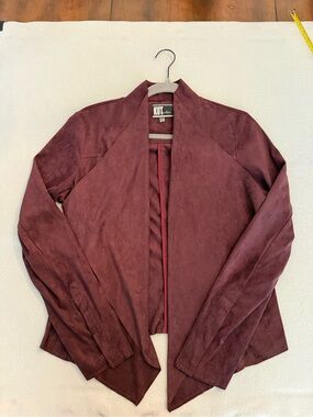 Kut from the Kloth Wine Open-Front Faux Suede Jacket Size Medium